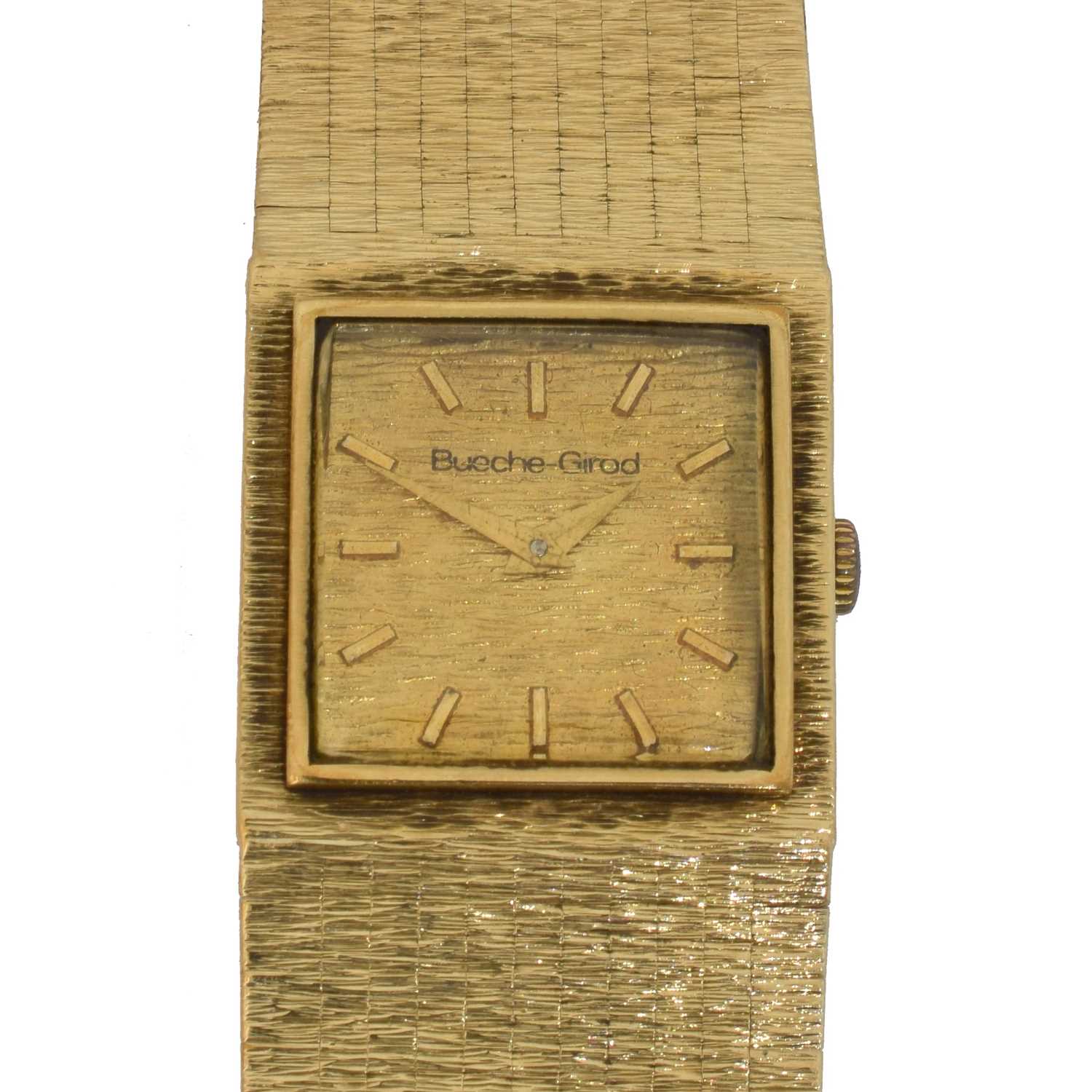 Lot 220 - A 1970s 9ct gold Bueche Girod manual wind wristwatch.