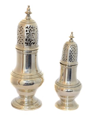 Lot 27 - Two George II silver sifters.