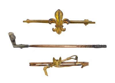Lot 7 - Three 9ct gold bar brooches.