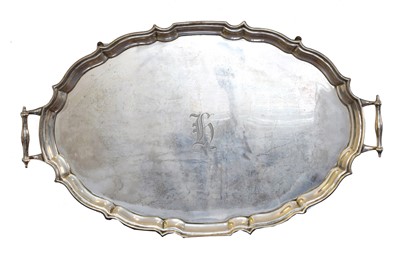 Lot 45 - A George V silver twin handled tray.