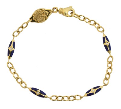 Lot 30 - An 18ct gold Fabergé enamel and diamond bracelet.