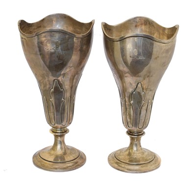 Lot 58 - A pair of George V silver vases.