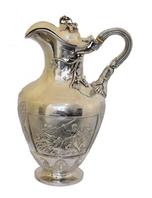 Lot 32 - A George IV silver hot water jug.