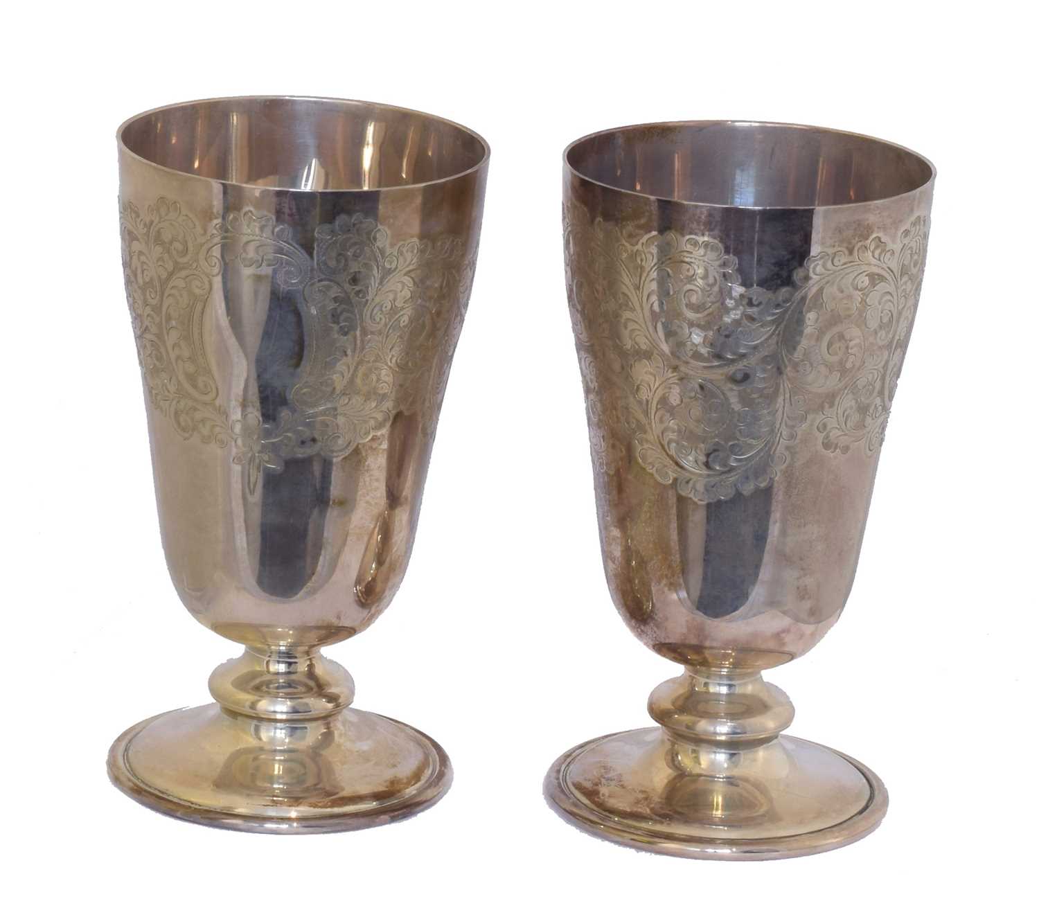 Lot 5 - A pair of Elizabeth II silver goblets.