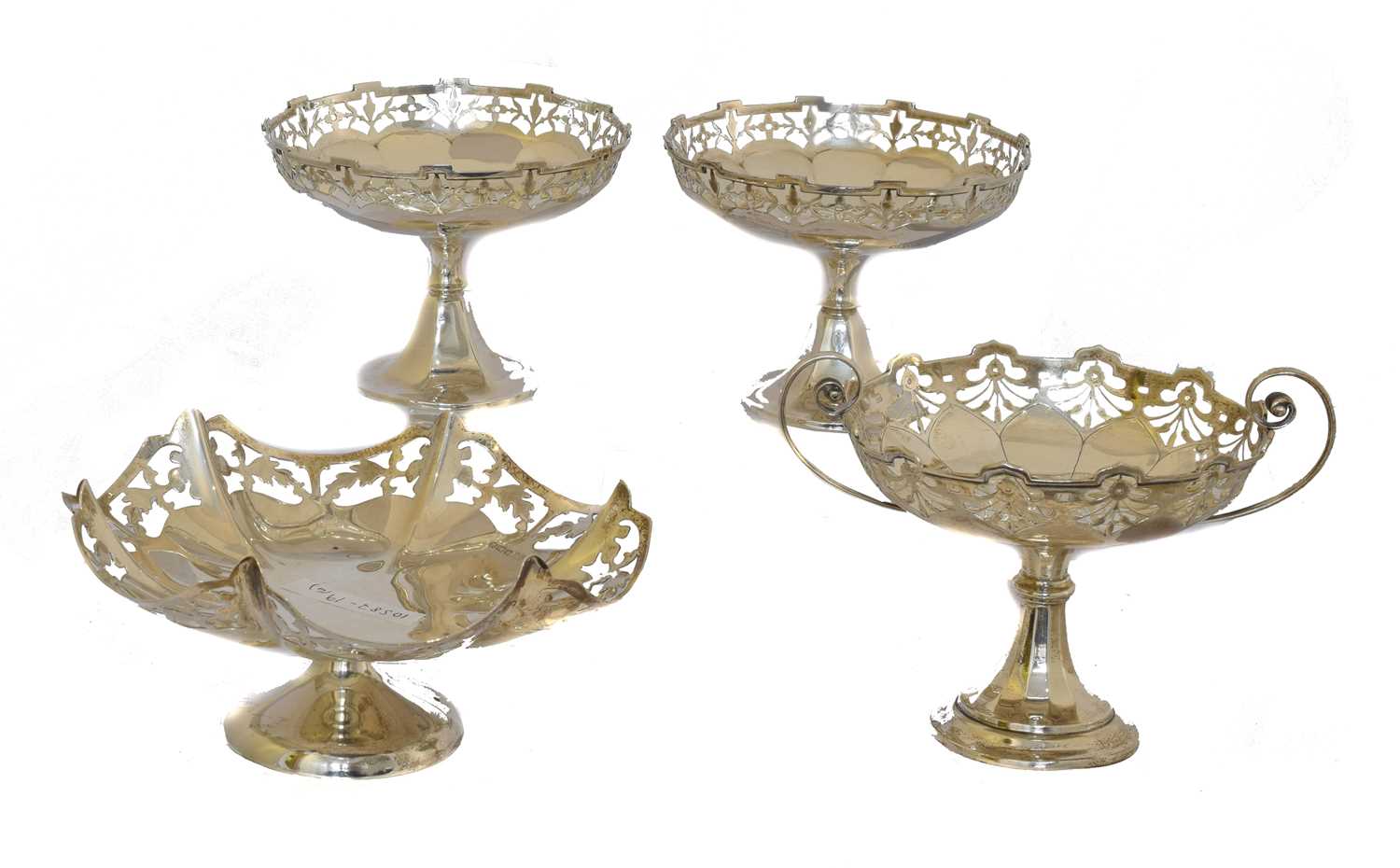 Lot 3 - Four silver bonbon dishes.