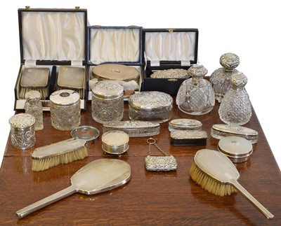 Lot 18 - A selection of silver dressing table items.