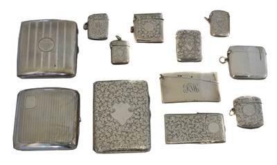 Lot 42 - A selection of silver vesta and card cases.