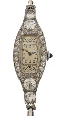 Lot 214 - An early 20th century diamond cocktail watch.