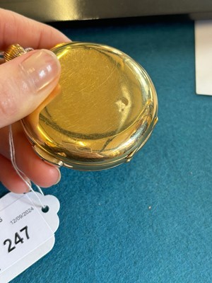 Lot 247 - An 18ct gold half hunter chronograph calendar minute repeater pocket watch by S. Smith & Son Ltd.
