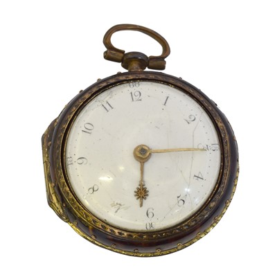 Lot 249 - An 18th  century brass pair case pocket watch by Joshua Burn, Walsall.