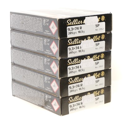Lot 483 - Sellier and Bellot 9.3x74mm rimmed ammunition,...