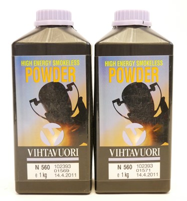 Lot 539 - Two tubs of VihtaVuori smokeless powder N560...