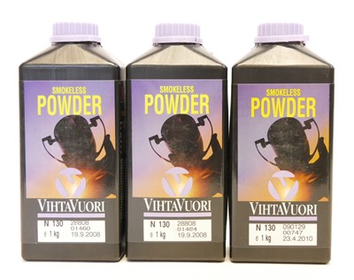 Lot 540 - Three tubs of VihtaVuori smokeless powder N130...