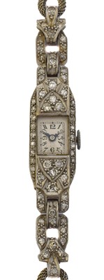 Lot 213 - An early 20th century diamond cocktail watch.