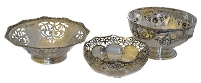 Lot 63 - Three silver bonbon dishes.