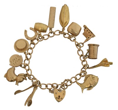 Lot 50 - A 9ct gold charm bracelet.