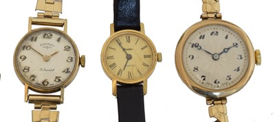 Lot 167 - Three 9ct gold wristwatches.