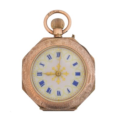 Lot 243 - A 9ct gold open face fob watch.