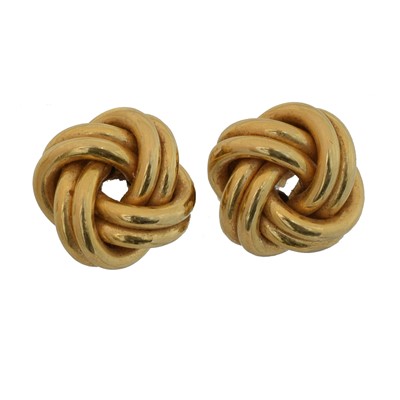 Lot 56 - A pair of 18ct gold earrings.