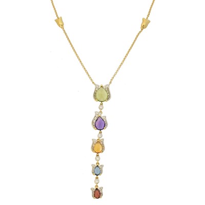 Lot 77 - A vari-gem necklace.