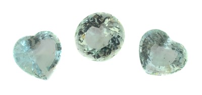 Lot 209 - Three loose aquamarines.