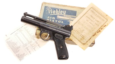 Lot 128 - Boxed Webley Mark I .177 air pistol, cylinder...
