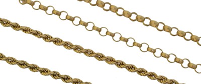 Lot 48 - Two 9ct gold chain necklaces.