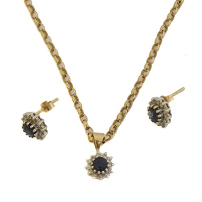 Lot 24 - A suite of 9ct gold sapphire and diamond jewellery.