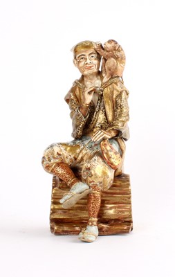 Lot 328 - A Good Japanese Meiji Period Satsuma Figure of a Monkey Trainer by Kinkozan