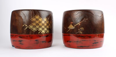 Lot 325 - A Pair of Japanese Lacquered Wood Hibachi
