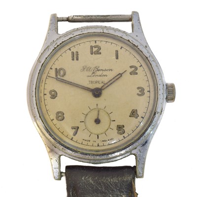 Lot 226 - A 1950s J.W. Benson 'Tropical' manual wind wristwatch.