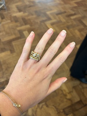 Lot 120 - An 18ct gold diamond medium 'Waterfall' ring by Boodles.