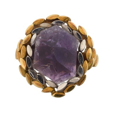 Lot 176 - A 1960s 18ct gold amethyst dress ring by John Donald.