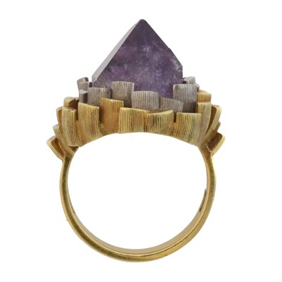 Lot 176 - A 1960s 18ct gold amethyst dress ring by John Donald.