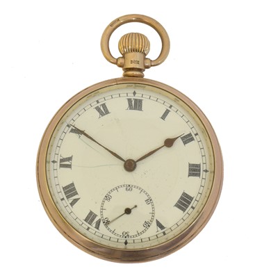 Lot 244 - A 9ct gold open face pocket watch by Record.