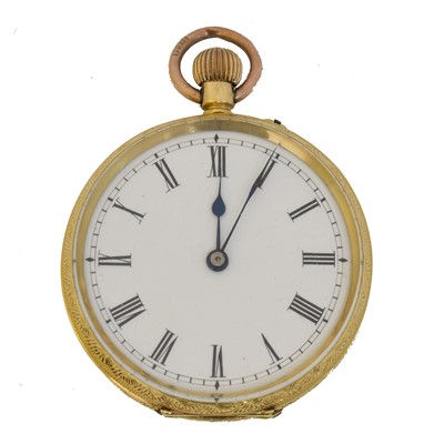 Lot 246 - An 18ct gold fob watch.