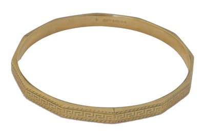 Lot 45 - A 1920s 9ct gold bangle by Smith & Pepper.