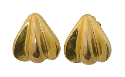 Lot 60 - A pair of 9ct gold earrings.