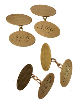 Lot 115 - Two pairs of 9ct gold cufflinks.