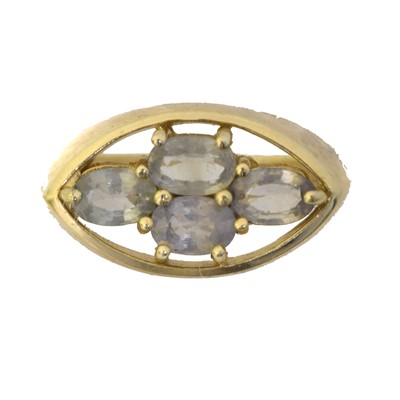 Lot 72 - A 9ct gold green gem dress ring.