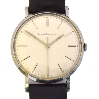 Lot 215 - A 1950s stainless steel Girard-Perregaux manual wind wristwatch.