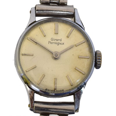 Lot 222 - A ladies stainless steel manual wind Girard-Perregaux wristwatch.