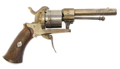 Lot 14 - Belgian 7mm pinfire revolver, 3.5 inch sighted...