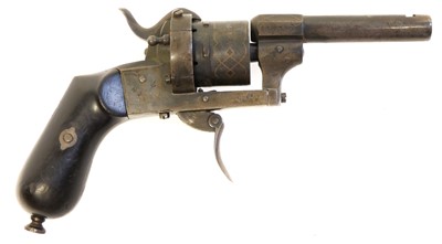 Lot 15 - Belgian 7mm pinfire revolver, with decorative...