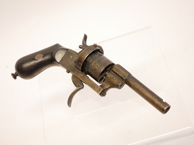 Lot 15 - Belgian 7mm pinfire revolver, with decorative...