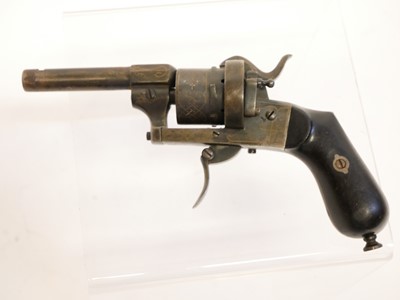 Lot 15 - Belgian 7mm pinfire revolver, with decorative...