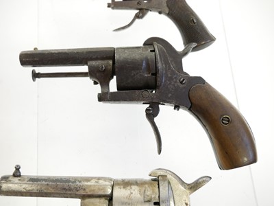 Lot 16 - Three Belgian pinfire revolvers, with 3, 2.75...