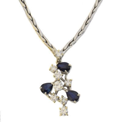 Lot 81 - A sapphire and diamond necklace.