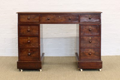 Lot 128 - A Victorian Mahogany Twin-Pedestal Kneehole Desk