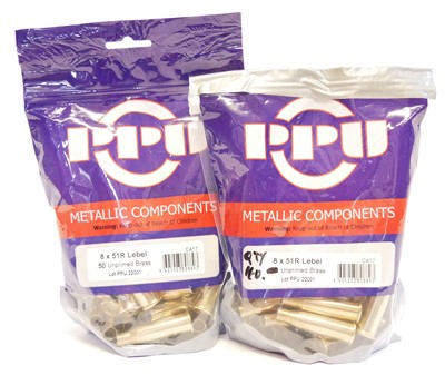 Lot 518 - 8mm Lebel PPU brass cases x 90, unused.